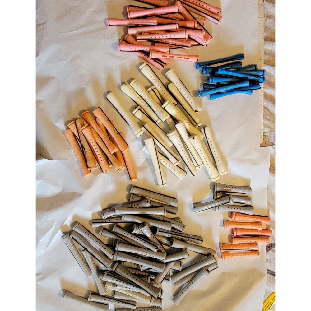 Vintage Perm Rods Rollers Curlers Cold Wave Hair Lot  113 Assorted Size & colors